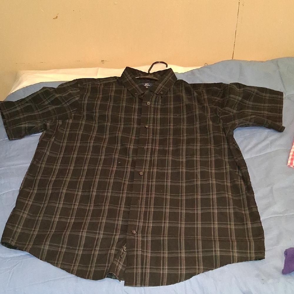 George Men's Black Plaid Casual Button Down Shirt